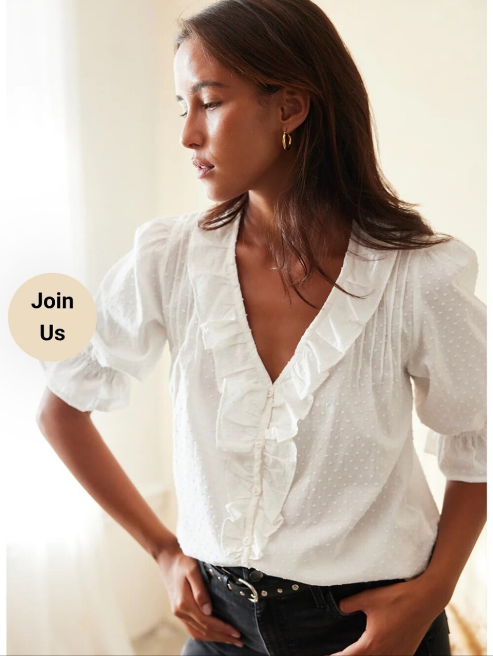 NWT Paneros Chole Swiss Dot Ruffled Blouse Top Size Small $169 NEW